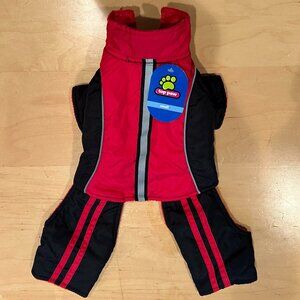 Top Paw Red & Black Fleece-Lined Dog Snowsuit Coat Size Small